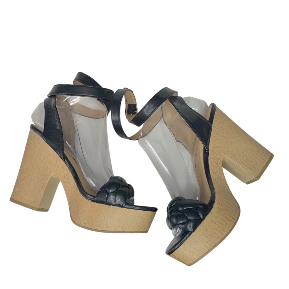 REPORT Ruby Black Woven Top Platform Sandals